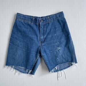 Vtg 70s Blue Denim Distressed Cut Off Jean Shorts / Sz 11 / Western Retro Boho